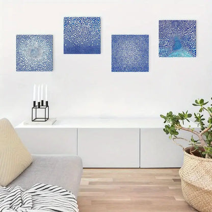 4pcs Daisy Blue Vas Picture Wall Art Canvas Framed