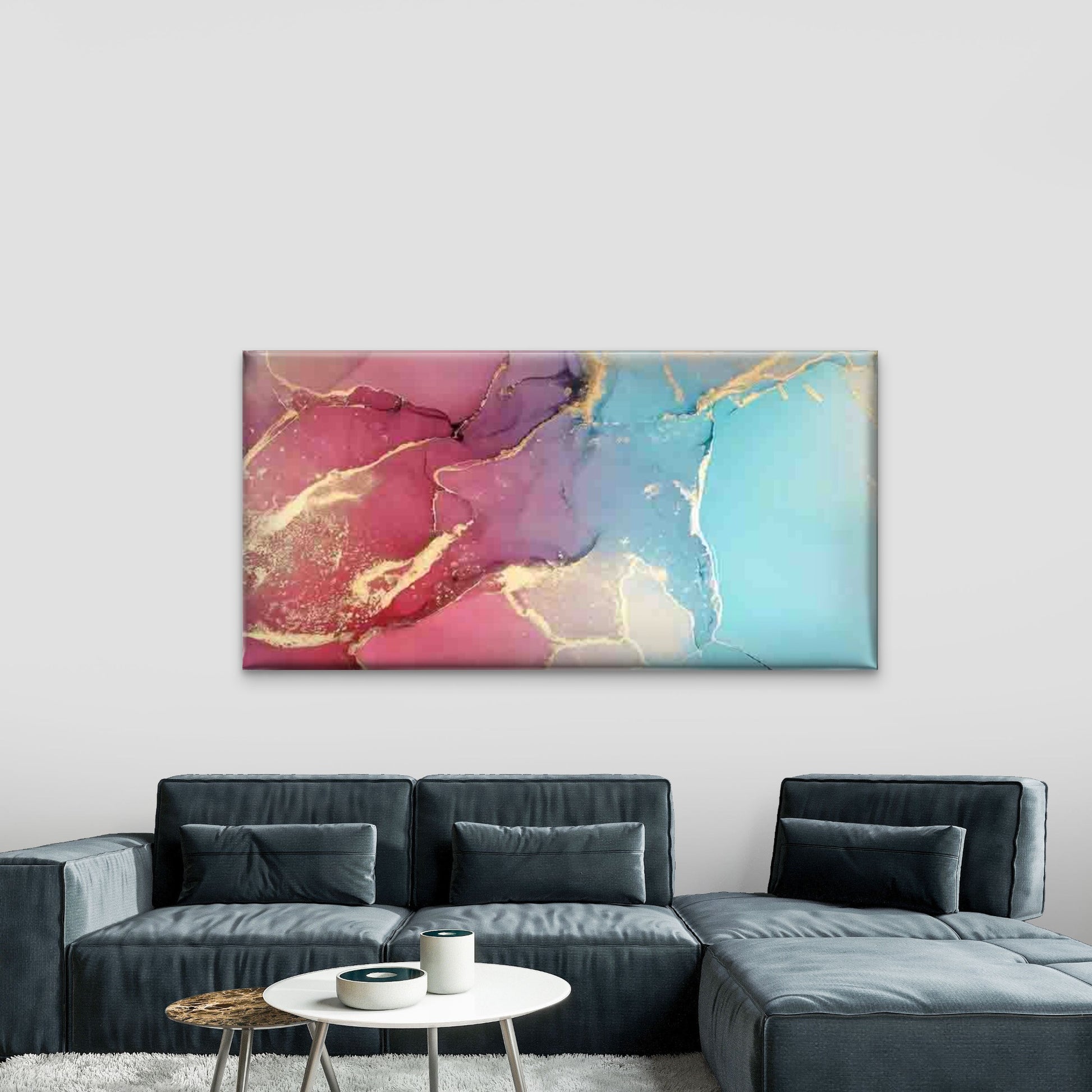 Abstract Colorful Ink Texture Wall Art Canvas Office Home Room Framed 120x60cm - Bella Home Decor