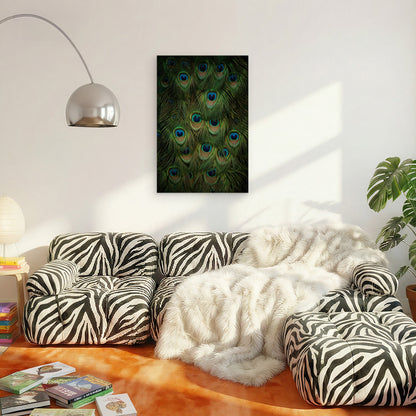 Collection of Peacock Feathers 40x60cm Metal Print Ready to Hang