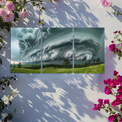 3pcs Intense Thunderstorm Over Custer State Park Wall Art Set Canvas Framed 40x60cm - High Quality Print 100% Australian Made Wall Canvas Ready to Hang