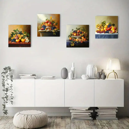 4pcs Fruit Artwork Vintage Wall Art Canvas Framed