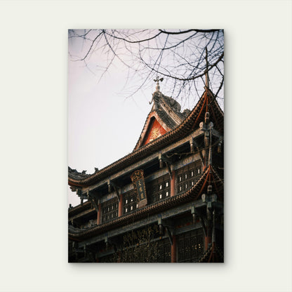 Traditional Asian Temple Pagoda Wood 40x60cm Metal Print Ready to Hang