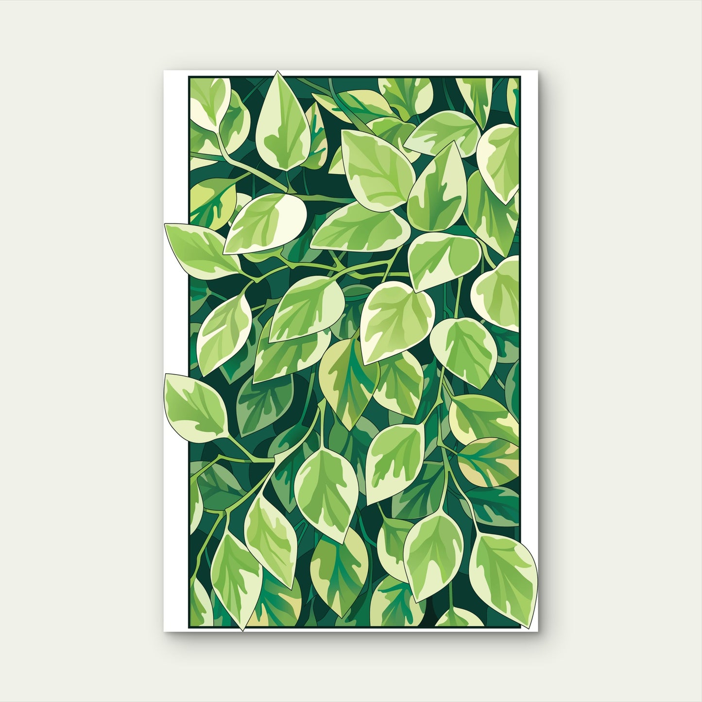 Illustration of a Variegated Plant 40x60cm Metal Print Ready to Hang