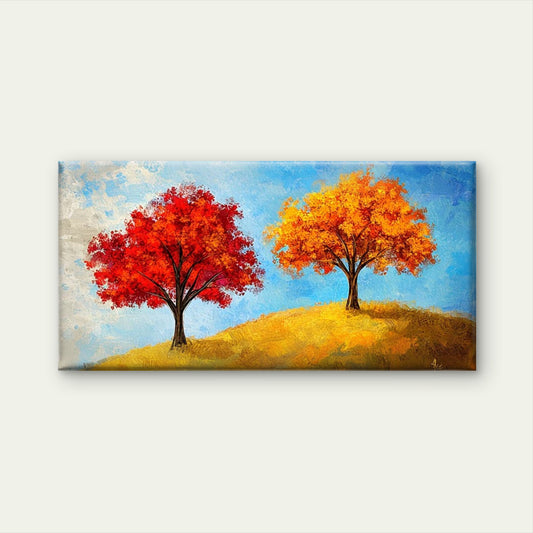 Twin Crowns Of Autumn Wall Art Canvas Office Home Room Framed 120x60cm