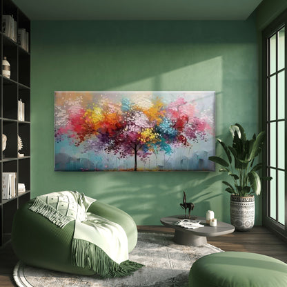 Colorful Abstract Tree Painting Wall Art Canvas Office Home Room Framed 120x60cm - Bella Home Decor