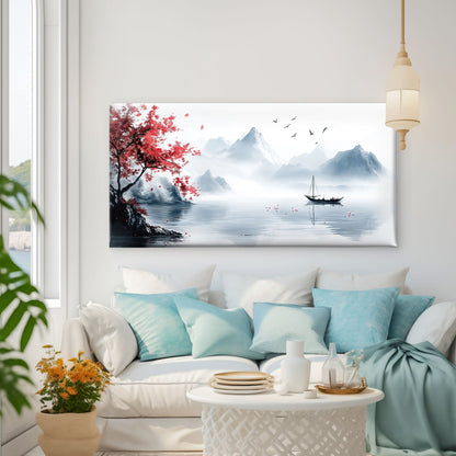 Misty Mountains Lake Wa Wall Art Canvas Office Home Room Framed 120x60cm