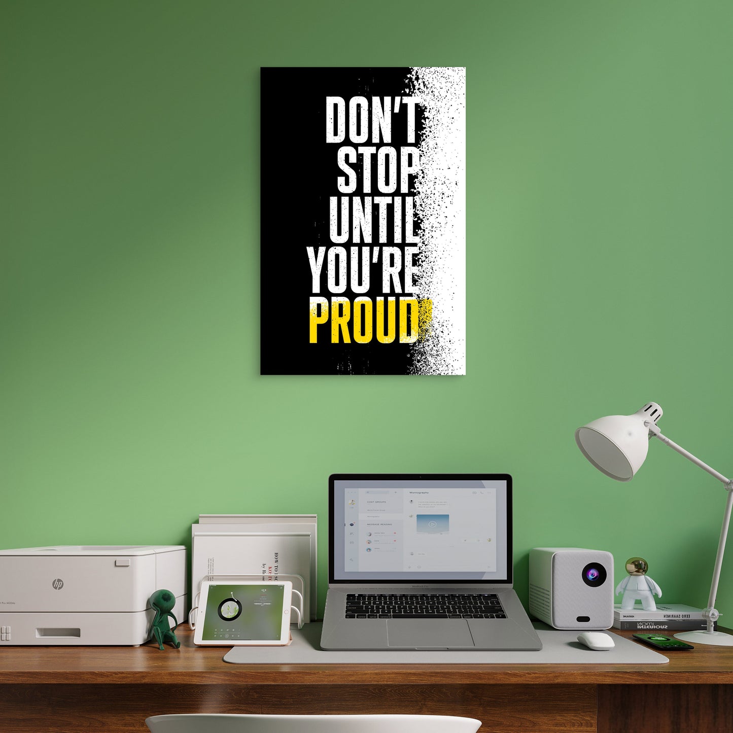 Dont Stop Until Youre Proud Motivation Quote Splatter 40x60cm Metal Print Ready to Hang