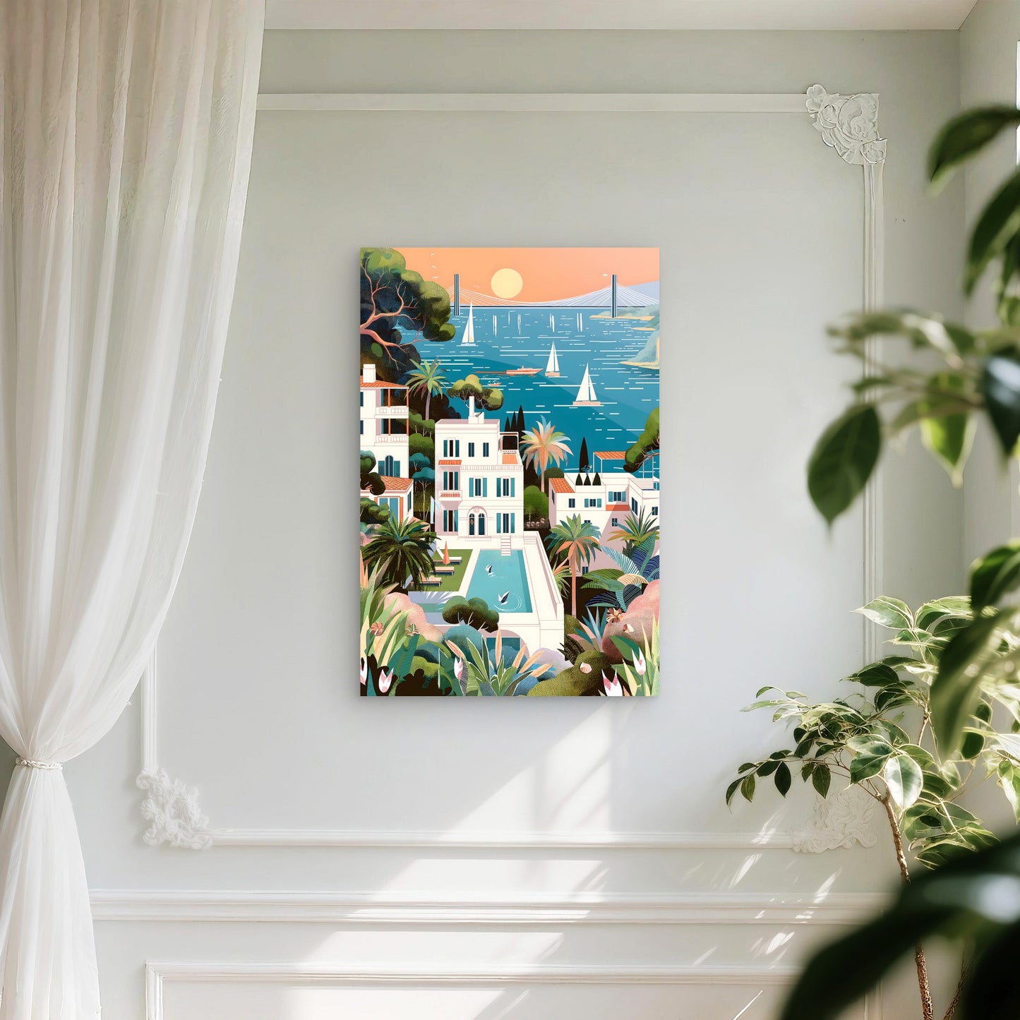 Stunning Villa on Lake Como with Pool and Greenery 60x90cm Metal Print Ready to Hang