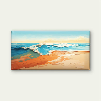 Impasto Ocean Wave Beach Seascape Textured Painting Wall Art Canvas Office Home Room Framed 120x60cm