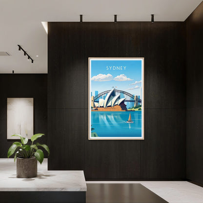 Vintage Sydney Opera House & Harbour Bridge Travel Poster Print Wall Art