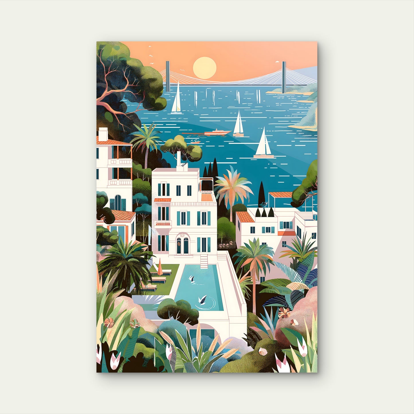 Stunning Villa on Lake Como with Pool and Greenery 60x90cm Metal Print Ready to Hang
