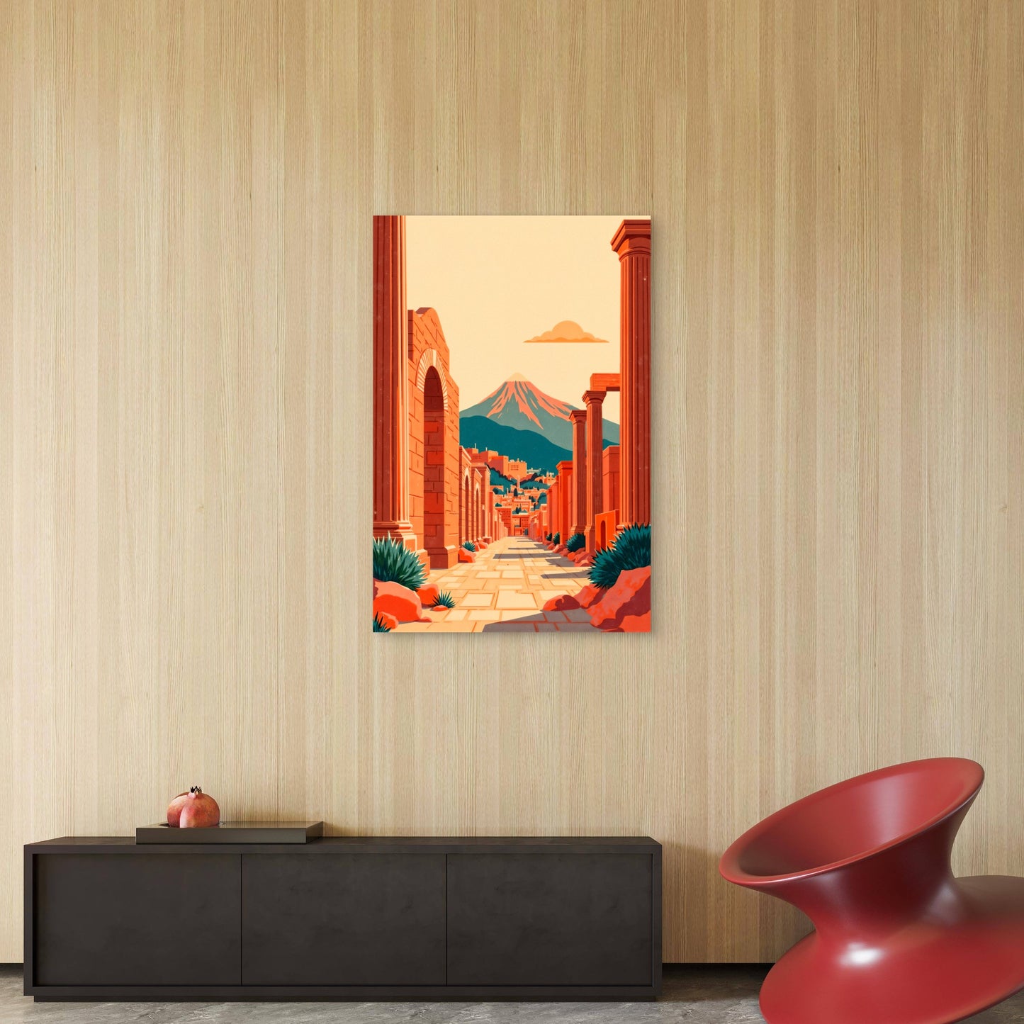 Illustration of Ancient Pompeii 40x60cm Metal Print Ready to Hang