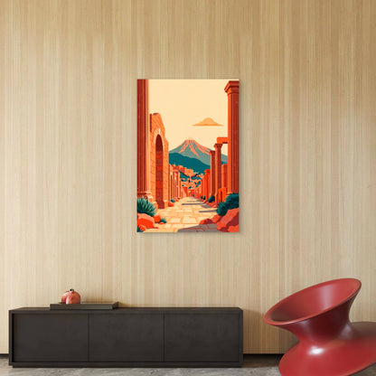 Illustration of Ancient Pompeii 40x60cm Metal Print Ready to Hang