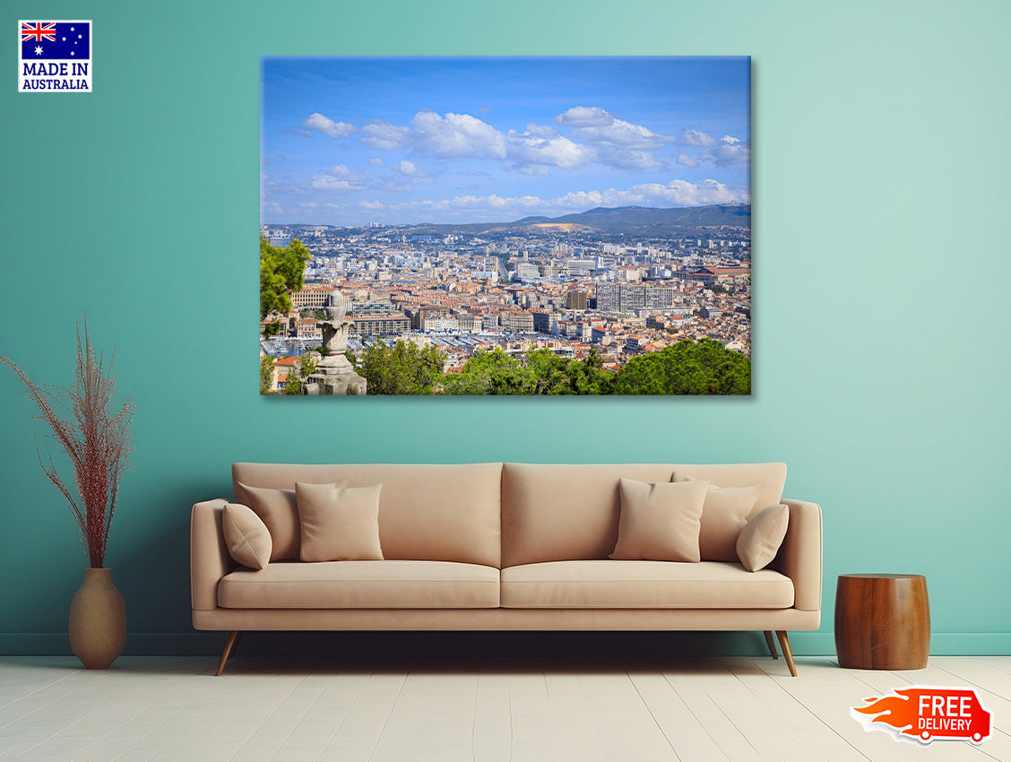 City Of Marseille with Blue Sky Print 100% Australian Made - Bella Home Decor