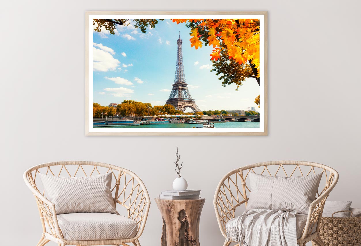 Boat Is in The Water Near the Eiffel Tower Home Decor Premium Quality Poster Print Choose Your Sizes