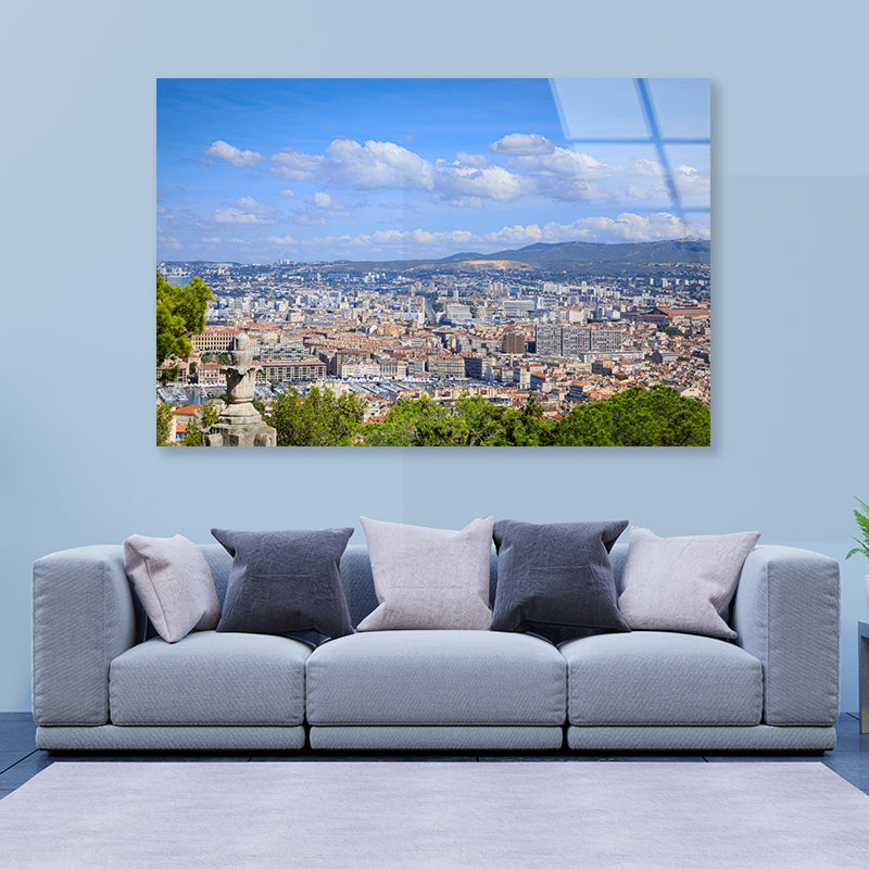 City Of Marseille with Blue Sky Acrylic Glass Print Tempered Glass Wall Art 100% Made in Australia Ready to Hang - Bella Home Decor