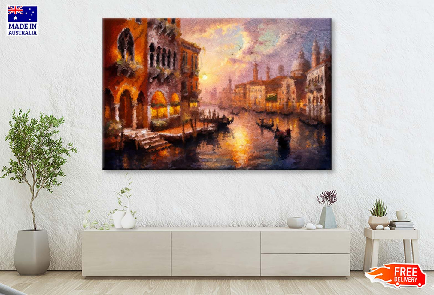 Impressionist Seascape with Boats and Sunlight Wall Art Limited Edition High Quality Print