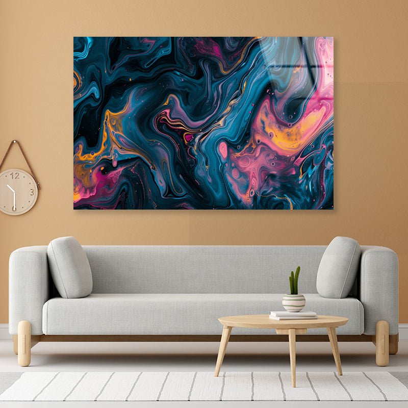 Colorful Waves Abstract Acrylic Glass Print Tempered Glass Wall Art 100% Made in Australia Ready to Hang - Bella Home Decor