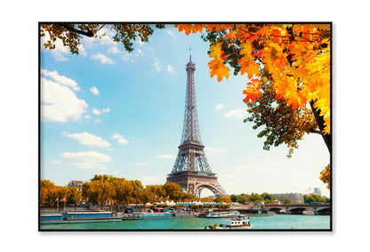 Boat Is in The Water Near the Eiffel Tower Home Decor Premium Quality Poster Print Choose Your Sizes