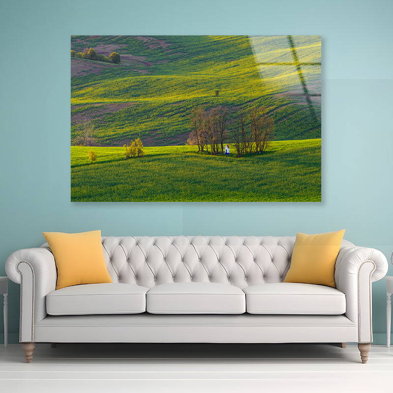 Person Sitting In a Meadow Acrylic Glass Print Tempered Glass Wall Art 100% Made in Australia Ready to Hang - Bella Home Decor