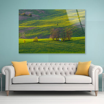 Person Sitting In a Meadow Acrylic Glass Print Tempered Glass Wall Art 100% Made in Australia Ready to Hang - Bella Home Decor