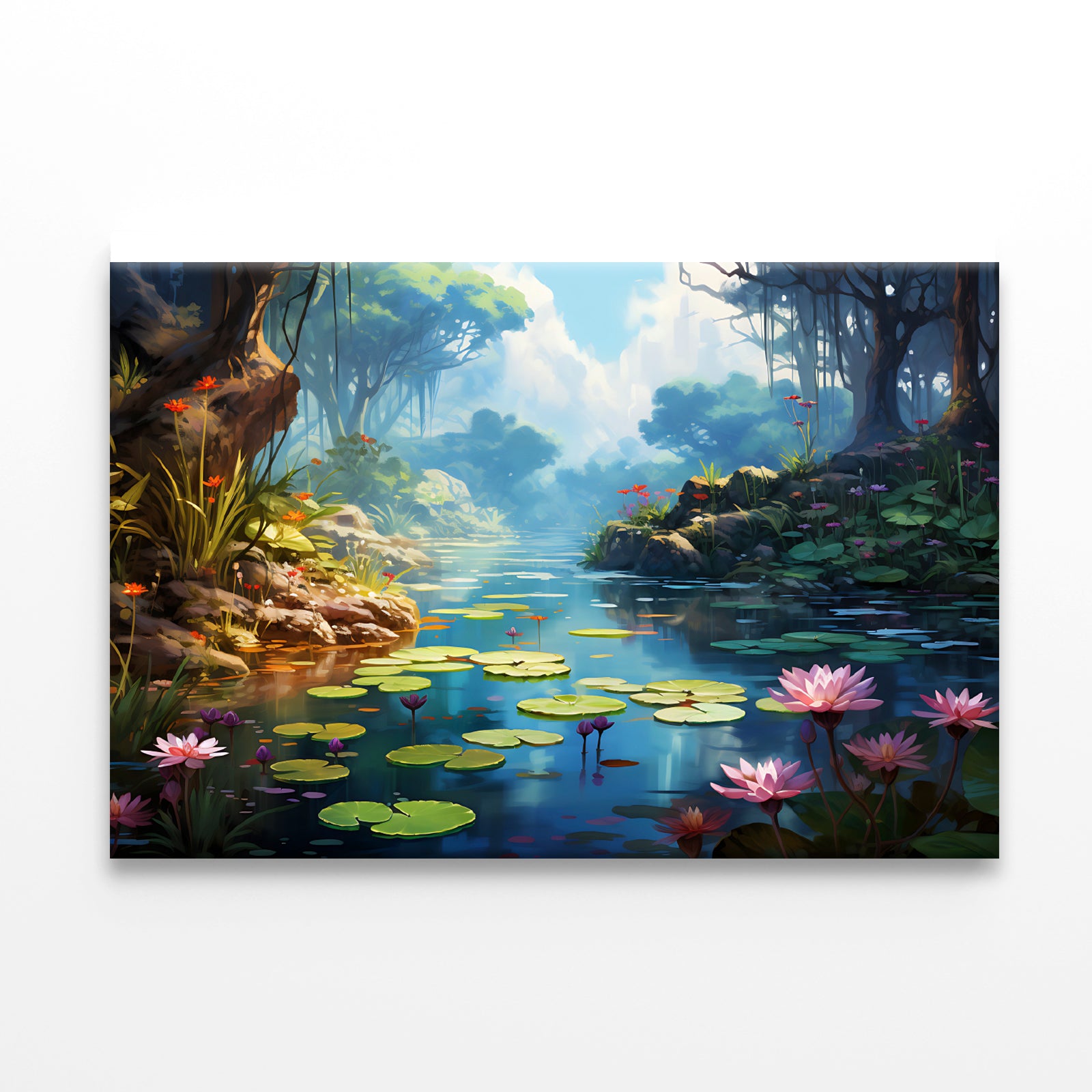 View of Pond with Lily Pads Print 100% Australian Made - Bella Home Decor