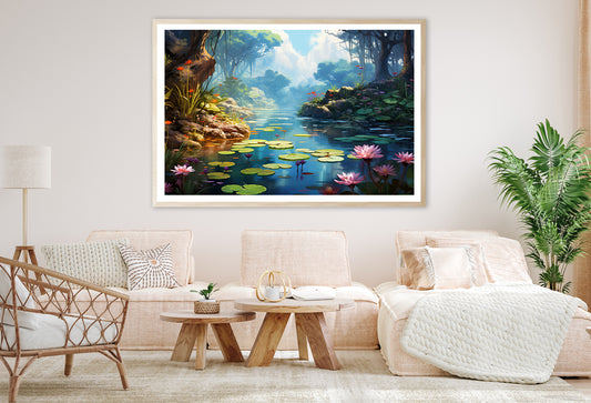 View of Pond with Lily Pads Home Decor Premium Quality Poster Print Choose Your Sizes