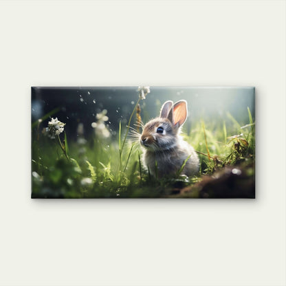 Cute Bunny Wild Rabbit in Meadow Wall Art Canvas Office Home Framed 120x60cm