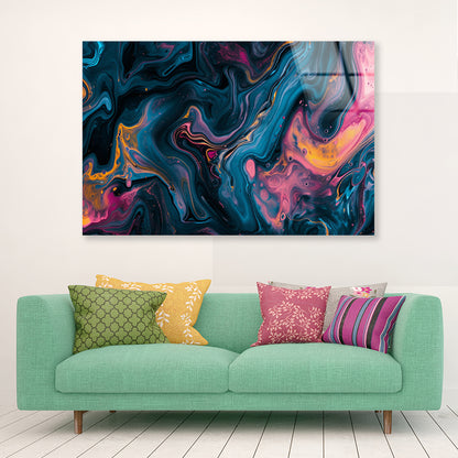 Colorful Waves Abstract Acrylic Glass Print Tempered Glass Wall Art 100% Made in Australia Ready to Hang - Bella Home Decor