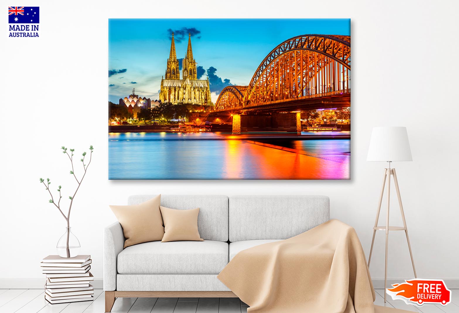 View On Cologne Cathedral and Hohenzollern Bridge, Germany Wall Art Decor 100% Australian Made - Bella Home Decor