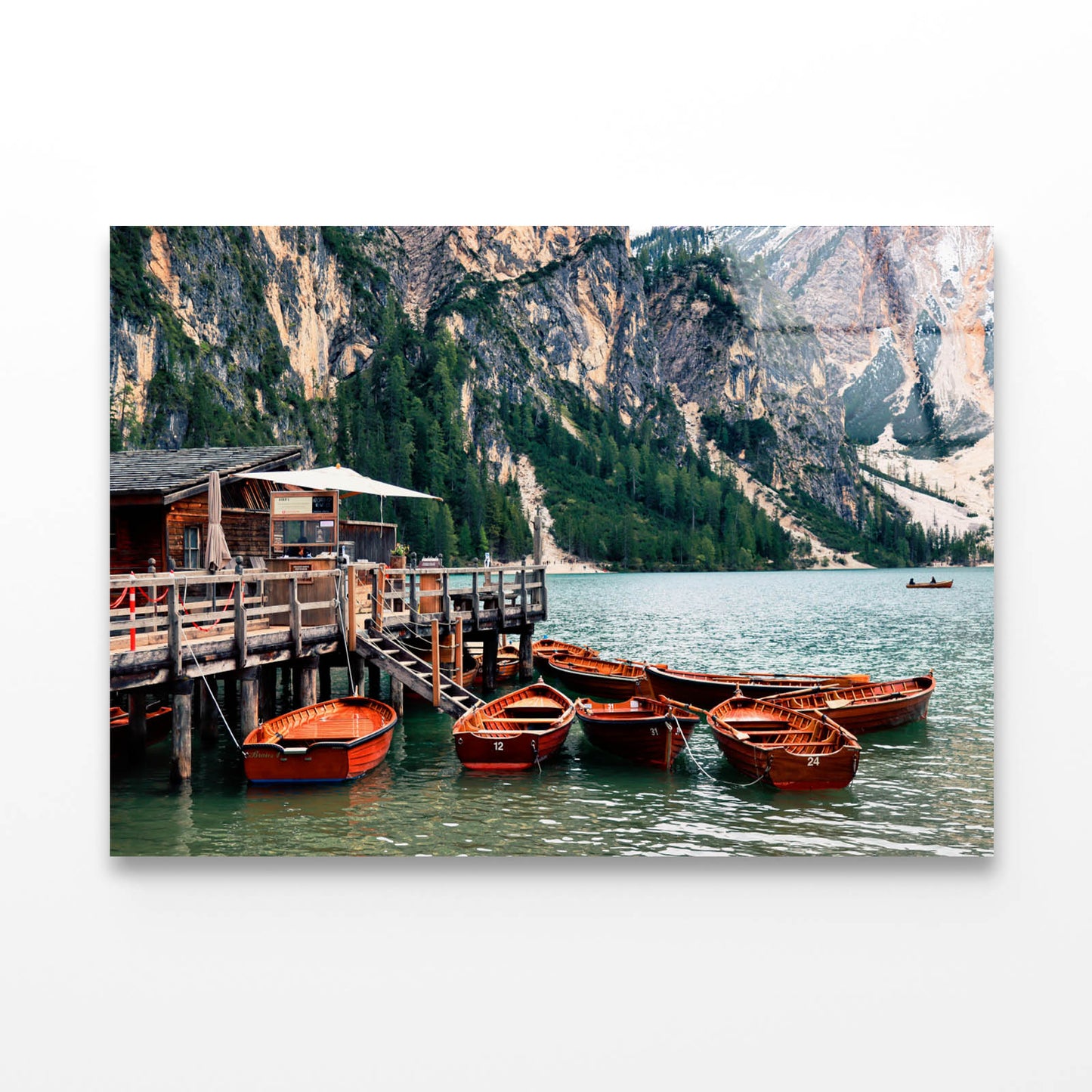 Boathouse Dolomites in Italy Acrylic Glass Print Tempered Glass Wall Art 100% Made in Australia Ready to Hang