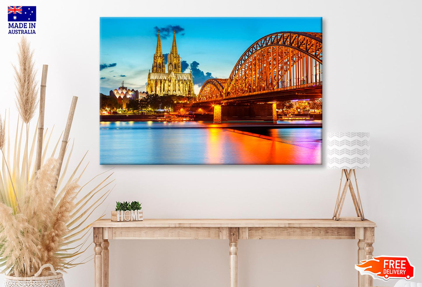 View On Cologne Cathedral and Hohenzollern Bridge, Germany Wall Art Decor 100% Australian Made - Bella Home Decor