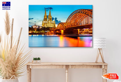View On Cologne Cathedral and Hohenzollern Bridge, Germany Wall Art Decor 100% Australian Made - Bella Home Decor