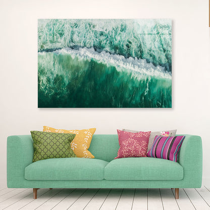 Aerial Wave Drone Shot Acrylic Glass Print Tempered Glass Wall Art 100% Made in Australia Ready to Hang