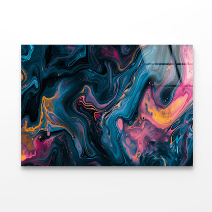 Colorful Waves Abstract Acrylic Glass Print Tempered Glass Wall Art 100% Made in Australia Ready to Hang - Bella Home Decor