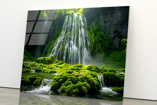 View of Waterfall in the Jungle Acrylic Glass Print Tempered Glass Wall Art 100% Made in Australia Ready to Hang