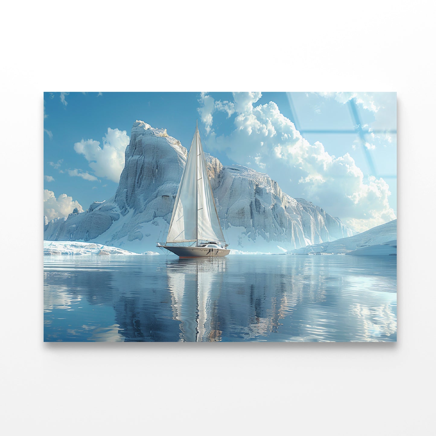 Sailing Boat on the Sea with Mountains View Acrylic Glass Print Tempered Glass Wall Art 100% Made in Australia Ready to Hang - Bella Home Decor