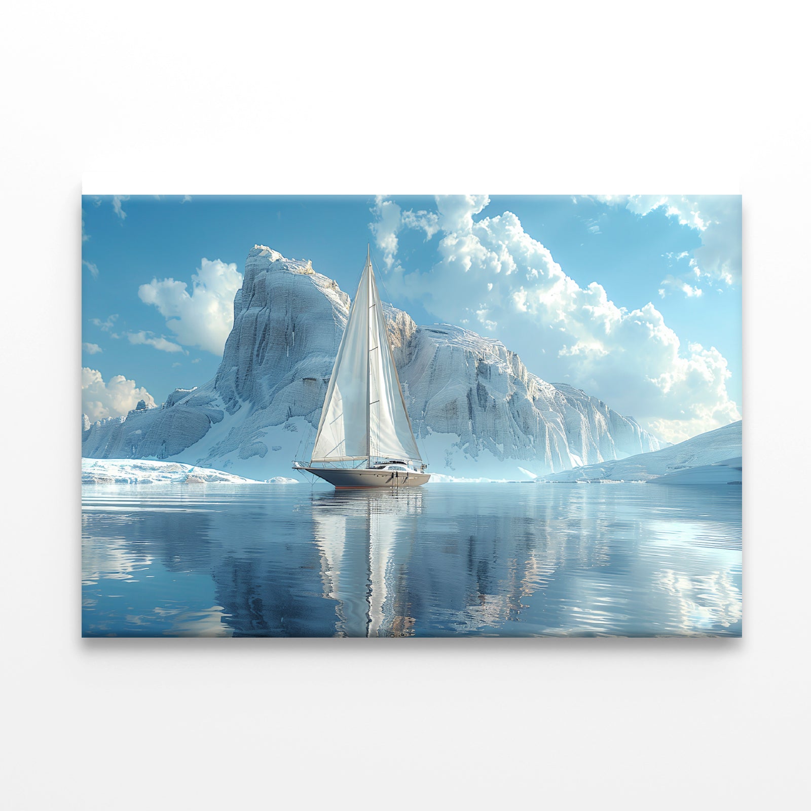 Sailing Boat on the Sea with Mountains View Print 100% Australian Made - Bella Home Decor