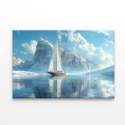 Sailing Boat on the Sea with Mountains View Print 100% Australian Made - Bella Home Decor
