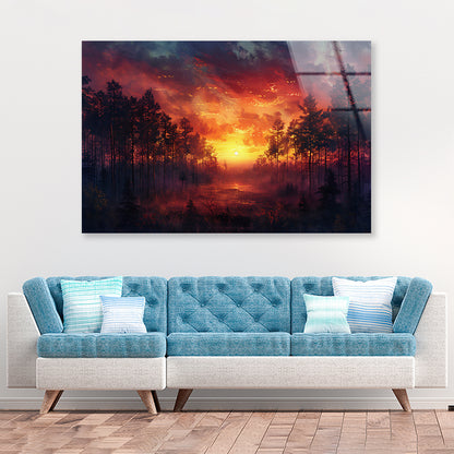 Sunset on the River with Trees Acrylic Glass Print Tempered Glass Wall Art 100% Made in Australia Ready to Hang - Bella Home Decor