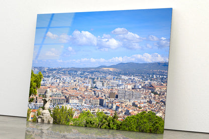 City Of Marseille with Blue Sky Acrylic Glass Print Tempered Glass Wall Art 100% Made in Australia Ready to Hang - Bella Home Decor