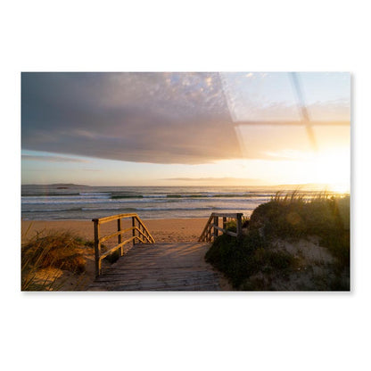 A Wooden Bridge Leads to The Beach Acrylic Glass Print Tempered Glass Wall Art 100% Made in Australia Ready to Hang