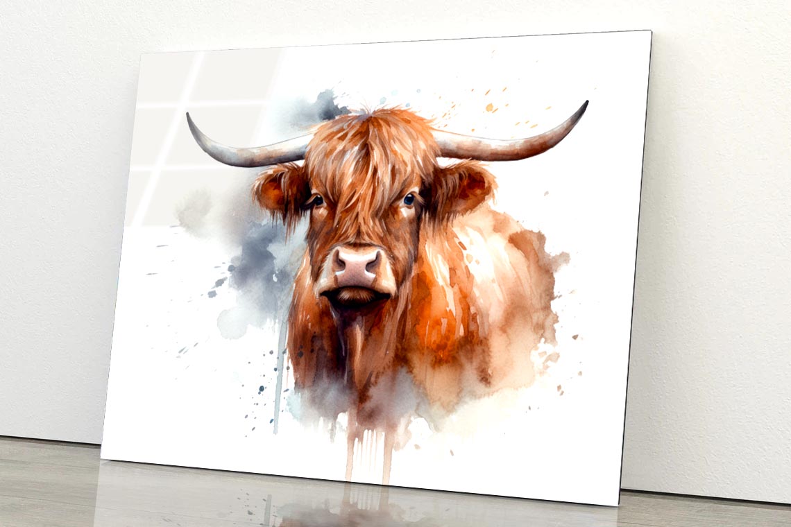 Highland Cow Face Abstract  Acrylic Glass Print Tempered Glass Wall Art 100% Made in Australia Ready to Hang