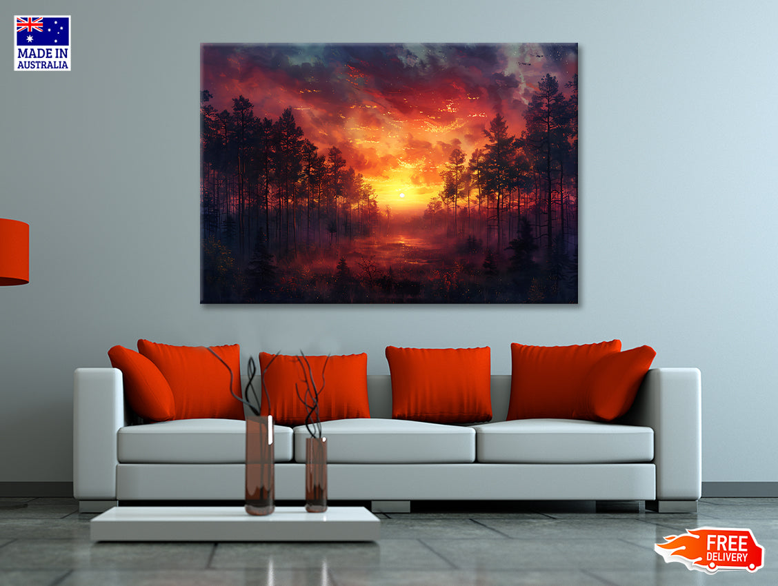 Sunset on the River with Trees Print 100% Australian Made - Bella Home Decor