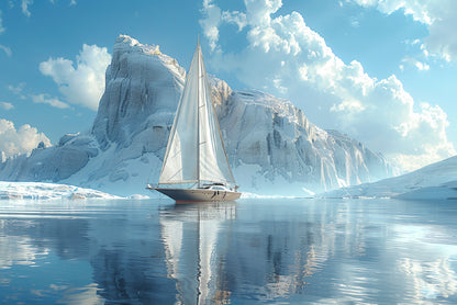 Sailing Boat on the Sea with Mountains View Print 100% Australian Made - Bella Home Decor