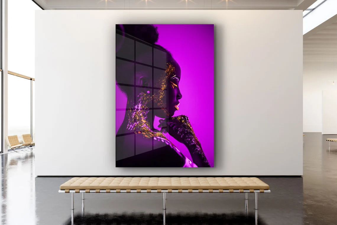 Elegant Neon Woman UV Direct Aluminum Print Australian Made Quality