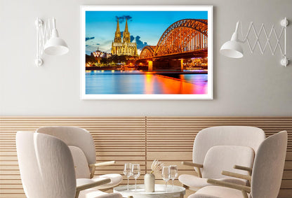 View On Cologne Cathedral and Hohenzollern Bridge, Germany Home Decor Premium Quality Poster Print Choose Your Sizes