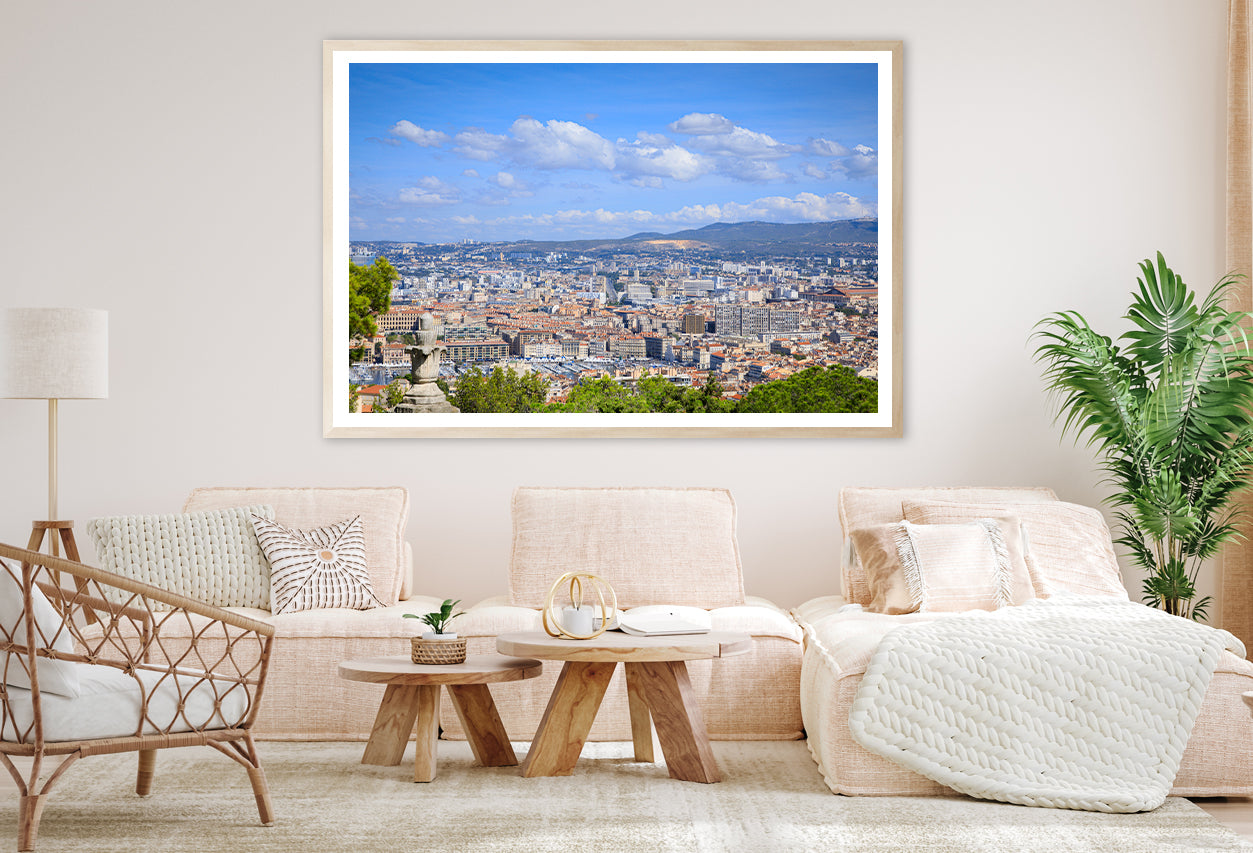 City Of Marseille with Blue Sky Home Decor Premium Quality Poster Print Choose Your Sizes - Bella Home Decor