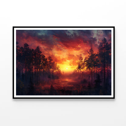 Sunset on the River with Trees Home Decor Premium Quality Poster Print Choose Your Sizes - Bella Home Decor