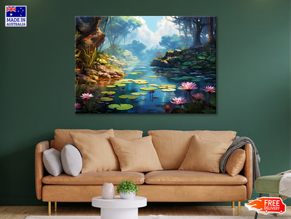 View of Pond with Lily Pads Print 100% Australian Made - Bella Home Decor